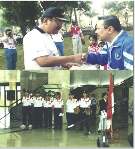 Above is the Ministry of Communication & Transportation in the anniversary of the Departement took place at Cibubur Indonesian Scout Complex 